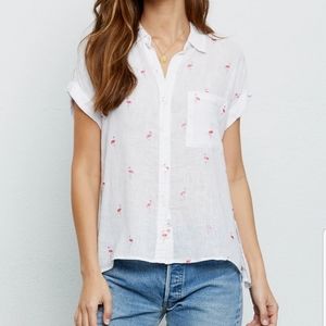 Rails flamingos linen whitney blouse button down